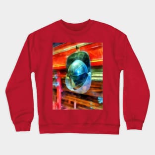 Helmet Hanging on Fire Truck Crewneck Sweatshirt